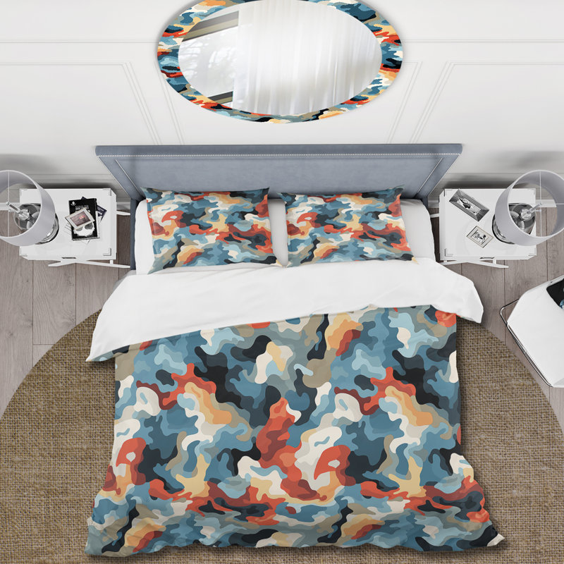 Ensemble de housse de couette camouflage Retro Revival III, Housse de couette pour grand lit et 2 taies décor