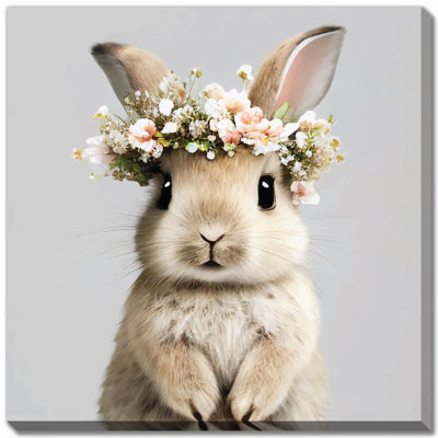 Bunny In Floral Bouquet Canvas Wall Art