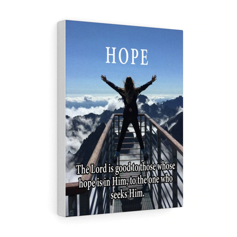 «Hope», art textuel sur toile tendue, H 24 po x l 18 po x P 1,25 po