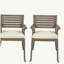 Chaise de salle à manger d'extérieur en bois d'acacia Helen, gris et crème-724107018