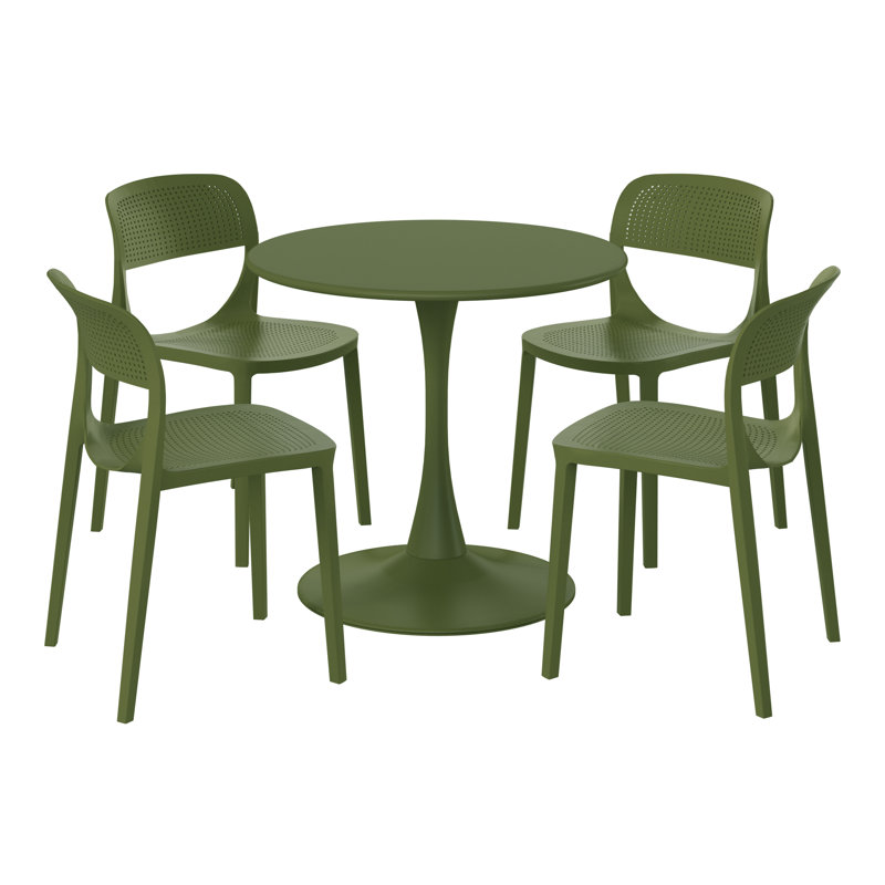 Outdoor Round Dining Set, Green
