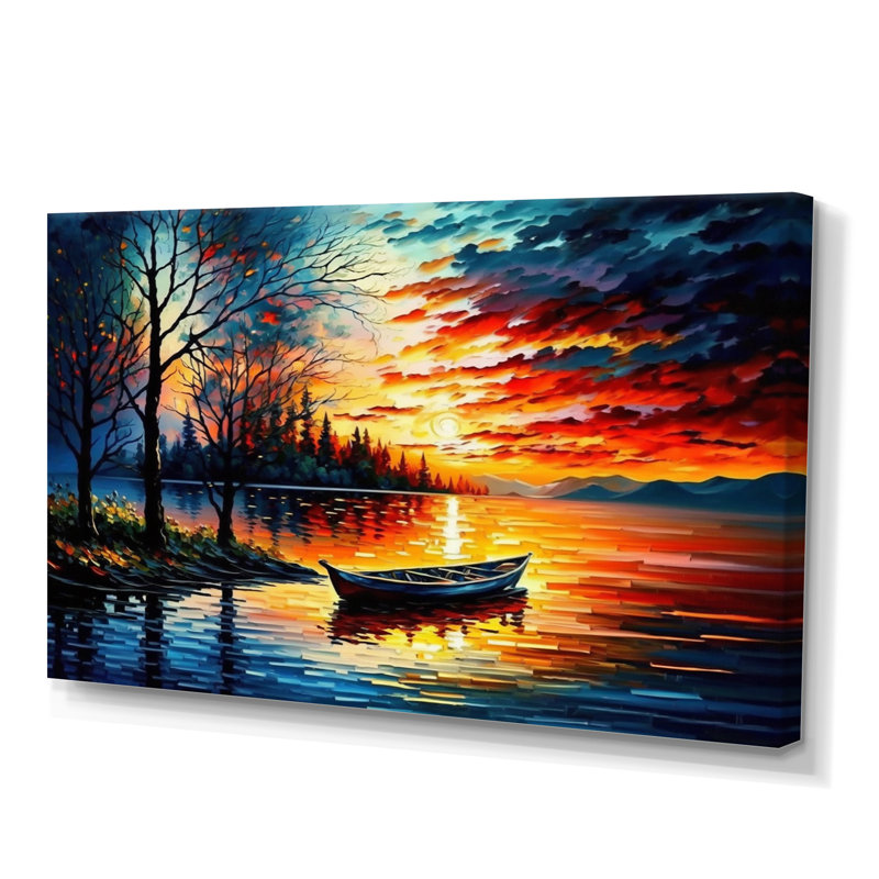 «Canoe on the Lake in the Fall», reproduction sur toile, H 16 po x l 32 po x P 1 po, Toile tendue