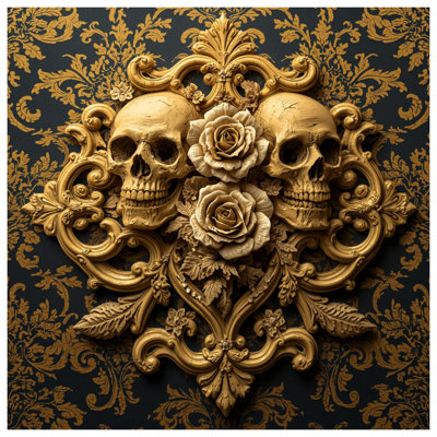 Gold Skulls Roses Duvet Covers
