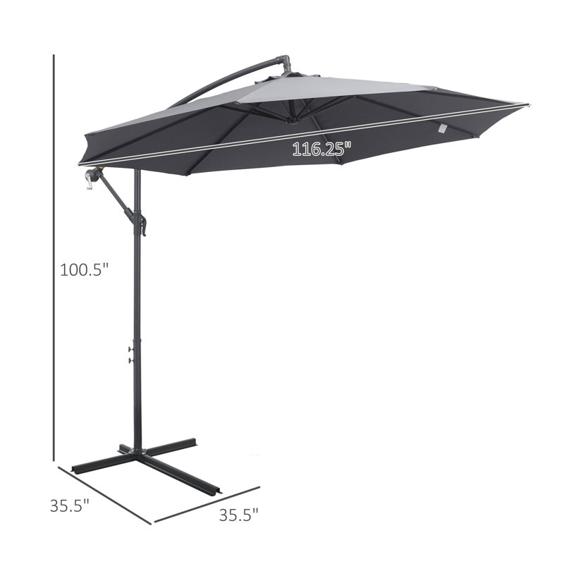 Parasol en porte-à-faux 117,6 po Dowd, Gris