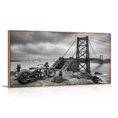 Ensemble de 1 tableau sur toile représentant un pont de moto