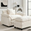 Chaise d'appoint moderne avec repose-pieds, tissu chenille, structure en bois massif-935614722