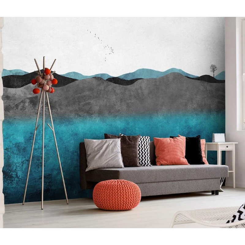 Papier peint amovible Mountain Mountain Birds Tree, L 98,04 po x l 150 po