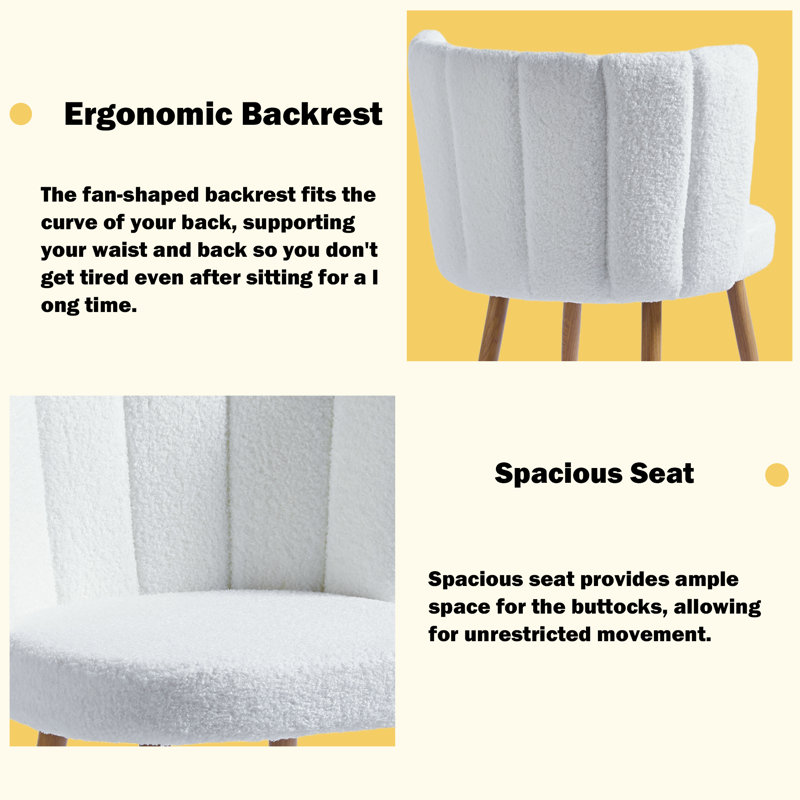 Modern Lotus Backrest Fabric Upholstered Dining Chair (Set of 2), White