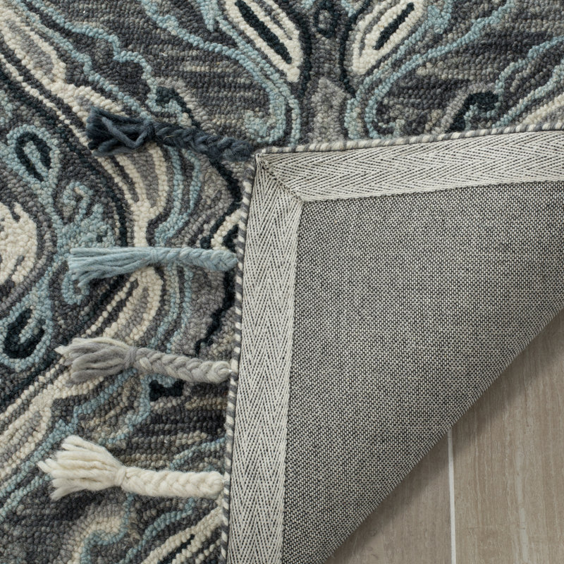 Guzi Hand Hooked Wool Geometric Rug, Rectangle 8' x 10'