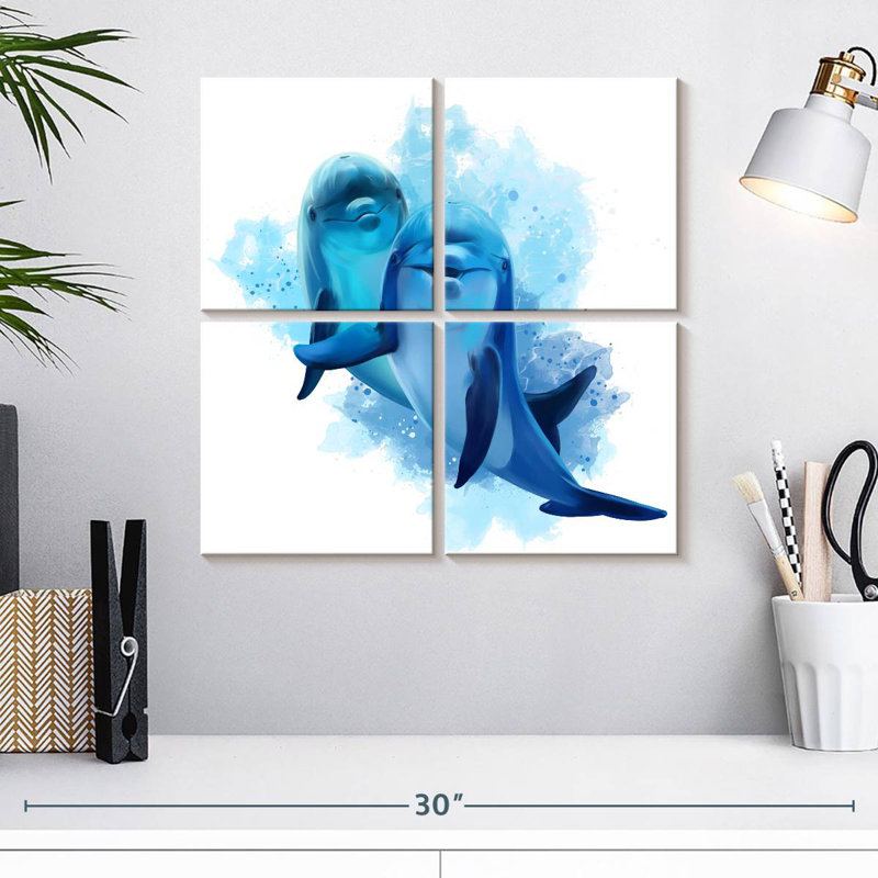 Brampt Dolphins Splash, 18" H x 18" W