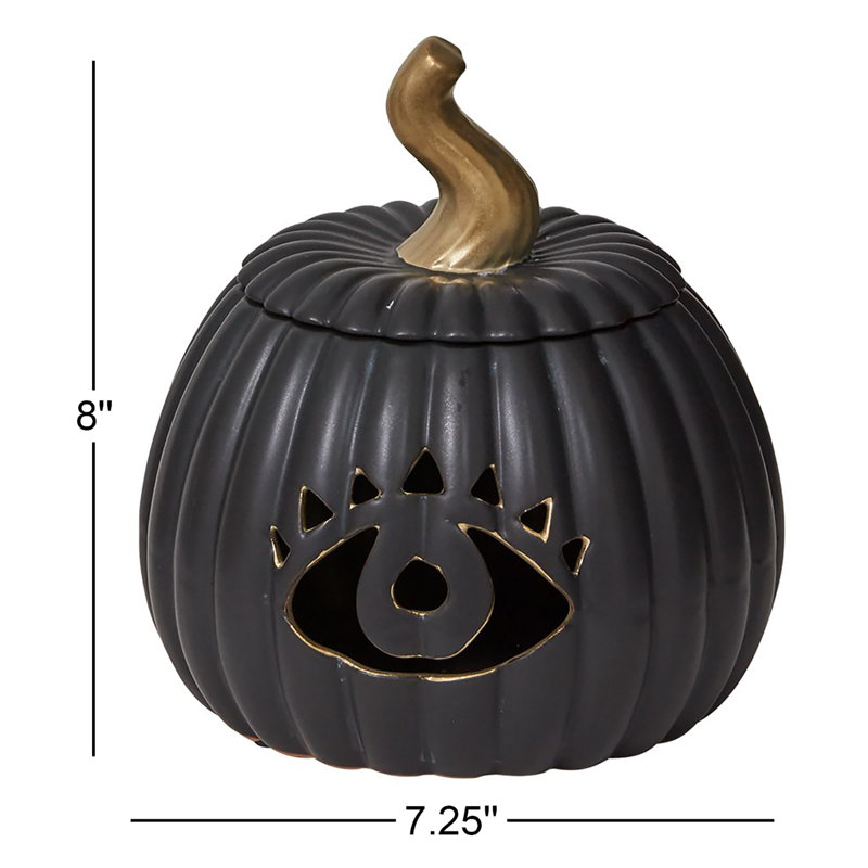 Ceramic Tabletop Lantern, 8" H x 7.25" W x 7.25" D