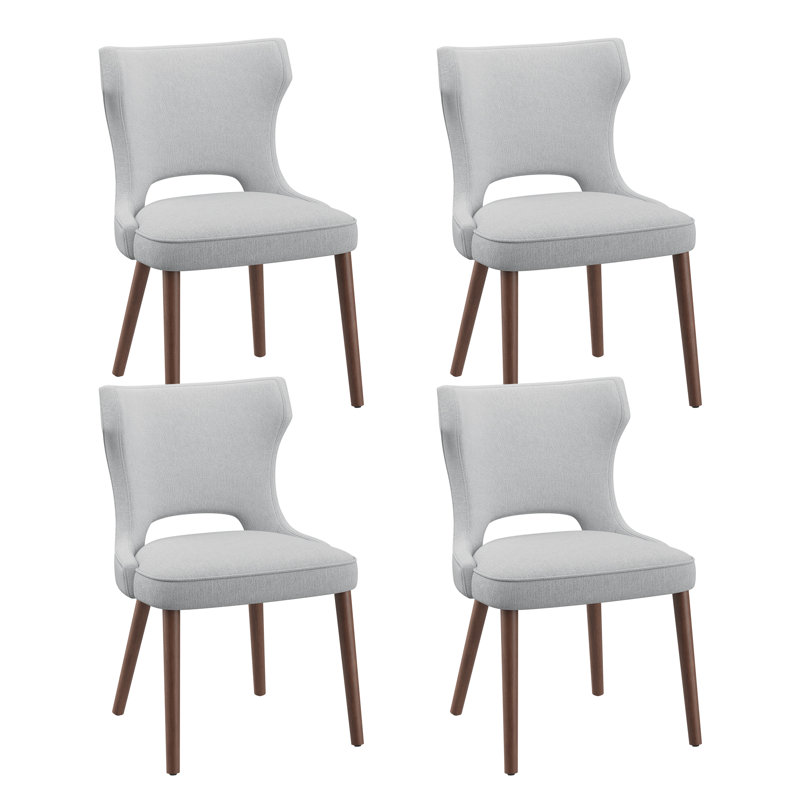 18.3'' Seat Height Modern Upholstered Wingback Dining Chair with Solid Wood Legs, Light Gray