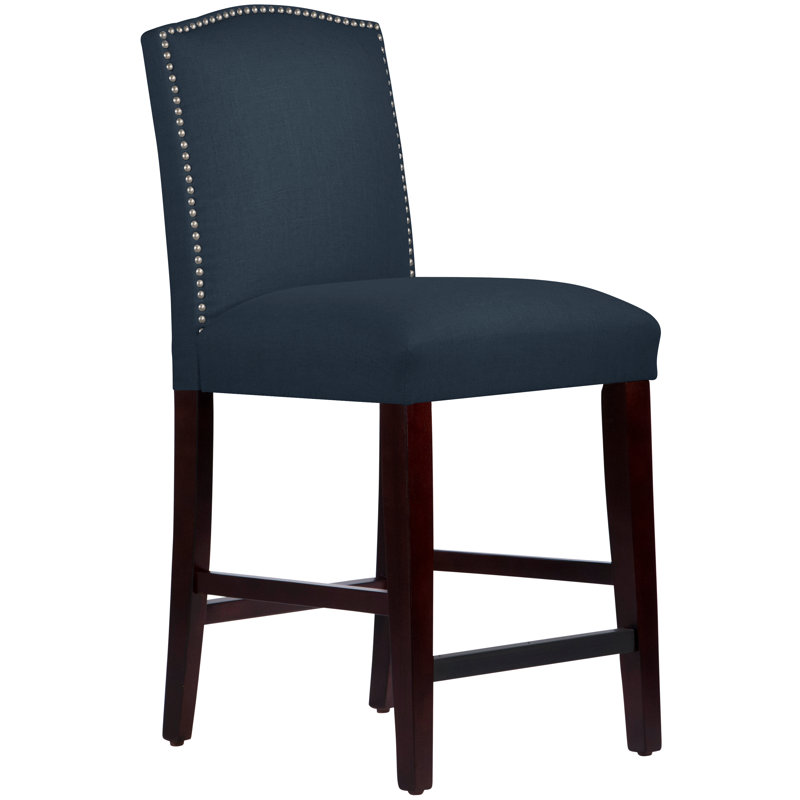  Bar & Counter Stool, Classic Navy Linen, Espresso, Counter Stool (26" Seat Height)