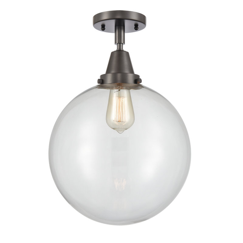 Plafonnier encastré en verre Amede, Transparent, H 14,5 po x l 12 po x P 12 po, Bronze huilé
