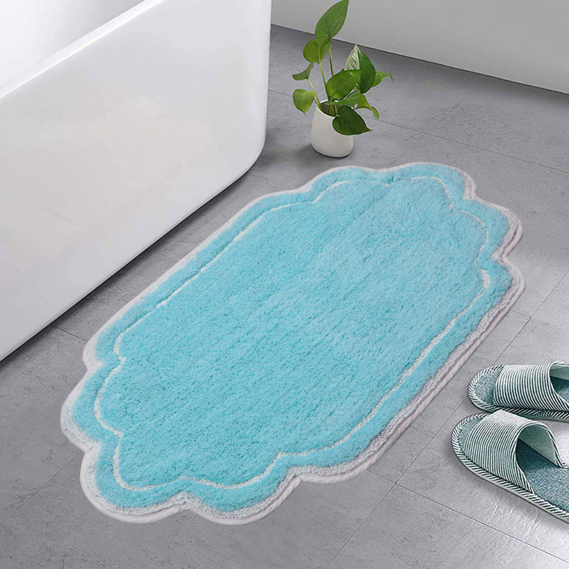Tapis pour salle de bain Dobrinka, Turquoise, 21 po x 34 po (rectangulaire)