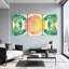 Palmiers, feuilles tropicales et mandala doré, ensemble de 3 impressions sur toile-588308669