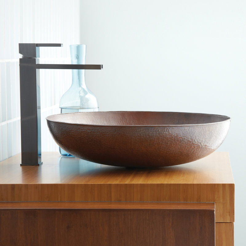 Maestro Copper Circular Vessel Bathroom Sink, Polished Nickel