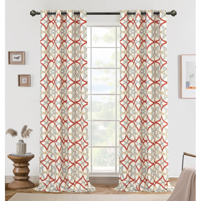 Hambly Geometric Blackout Curtains for Living Room Thermal Insulated Room Darkening Geo Moroccan Mid Century Grommet Bedroom Drapes