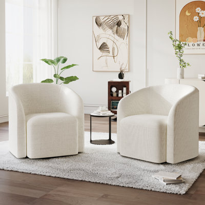 29" Wide Upholstered Swivel Barrel Chair - 360° Rotation, No Assembly Required
