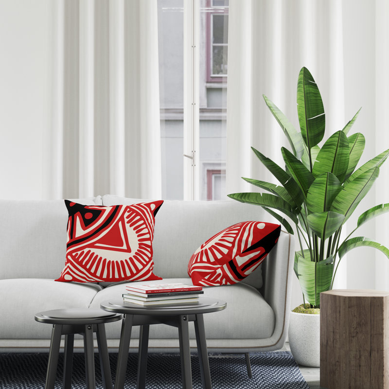 Jeté carré en polyester intérieur / extérieur, L 15 po x H 15 po, Rouge