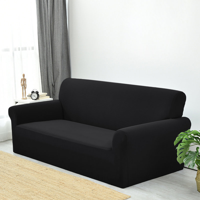Housse de protection pour fauteuil extensible 2 places, Mélange de polyester noir, H 45 po x l 118,1 po x P 30 po