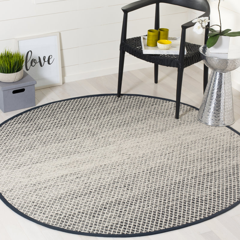 Figuig Hand Woven Cotton Geometric Rug, Round 6'