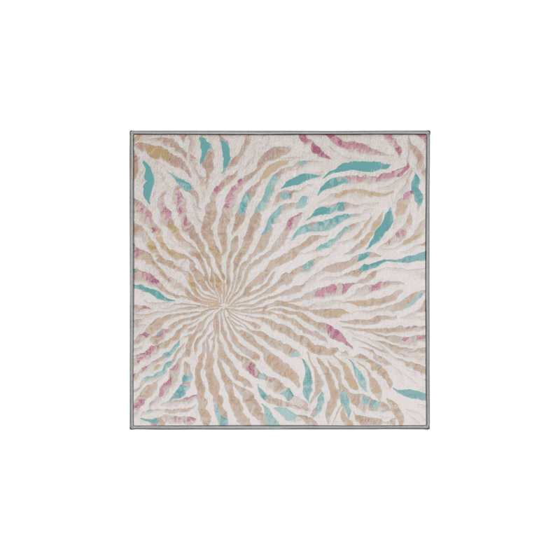 Machine Washable Gray Area Rug, Square 7'