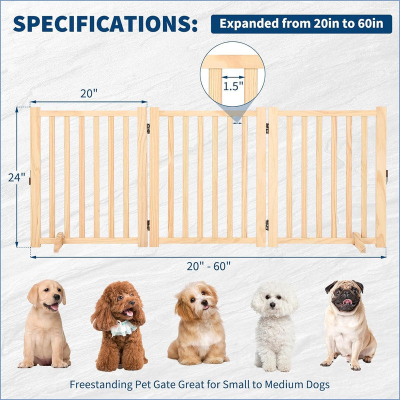Manufactured Wood Free Standing Pet Gate, 61cm H x 152.4cm W x 2.5cm D