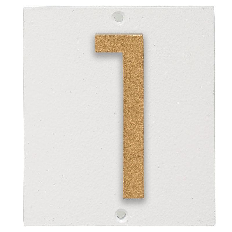 Plaque d’adresse murale sur 1 ligne flottante, Blanc, Or, Oui