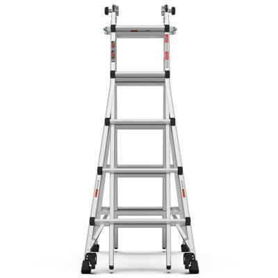 Aluminum Multi-Position Ladder With Wheels, 300 Lbs Weight Rating, 22 FT