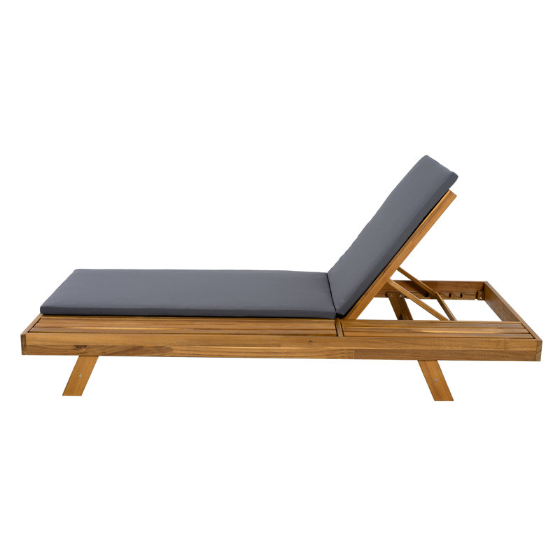 LONGUE ENSEMBLE DE CHAISE, DE L'ESPACE D'UN CÔTÉ, EN BOIS D'ACACIA AVEC COUSSINS DE SALON RÉSISTANT À L'EAU (ÉPAIS DE 2 POUCES)