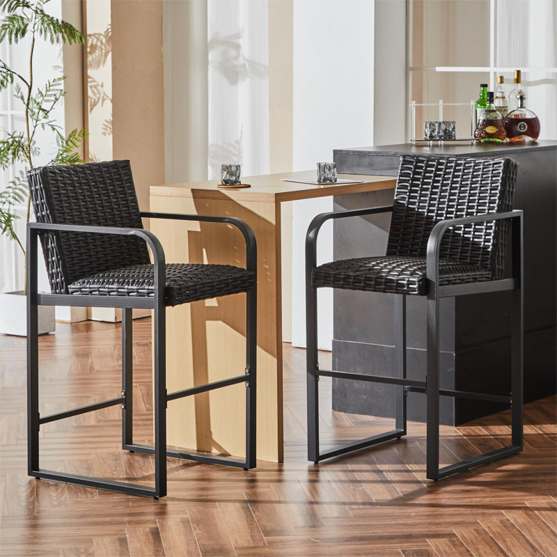 Patio PE Rattan Bar Stool, Brown
