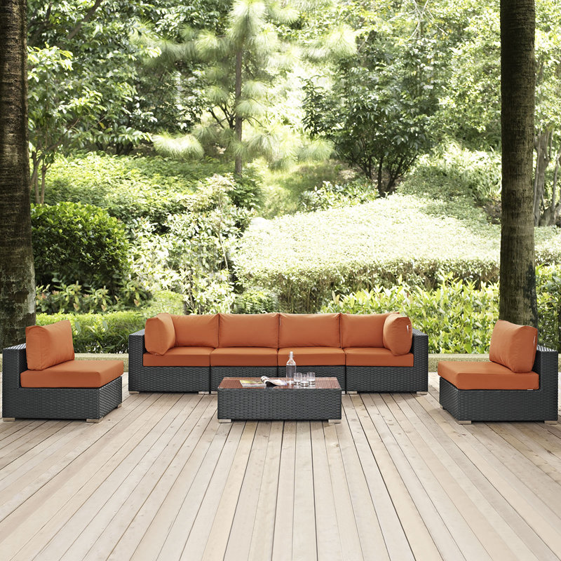 Ensemble modulaire d'extérieur 7 pièces Modway, Toile Sunbrella® toscan