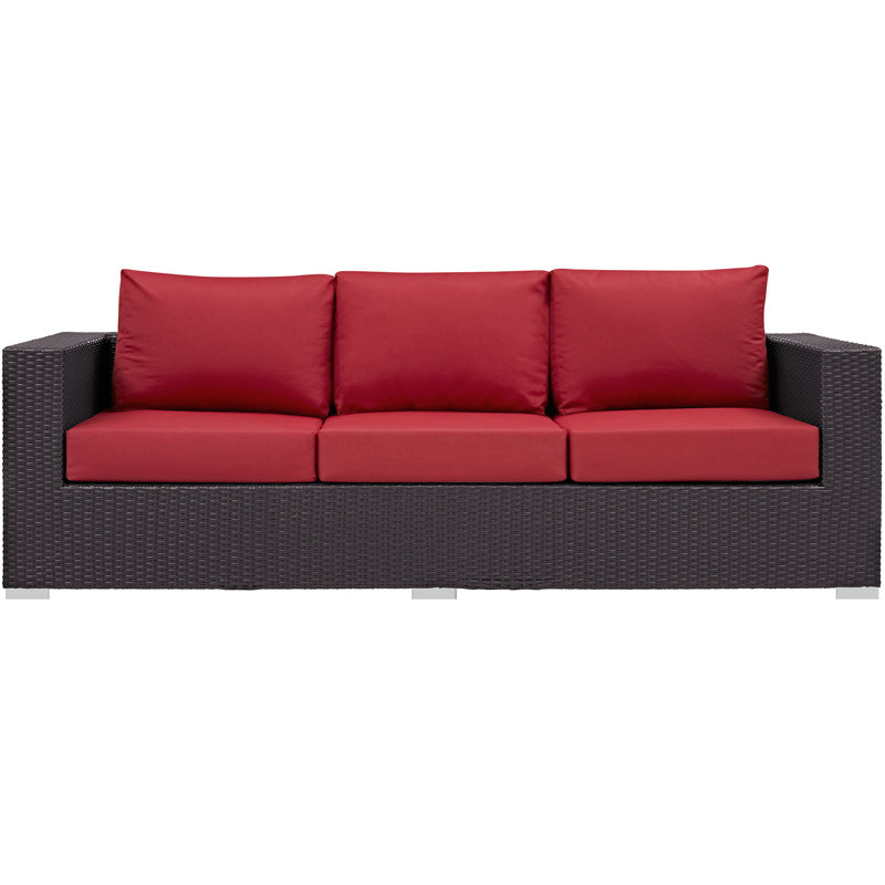 Modway Convene Outdoor Patio Sofa, Red