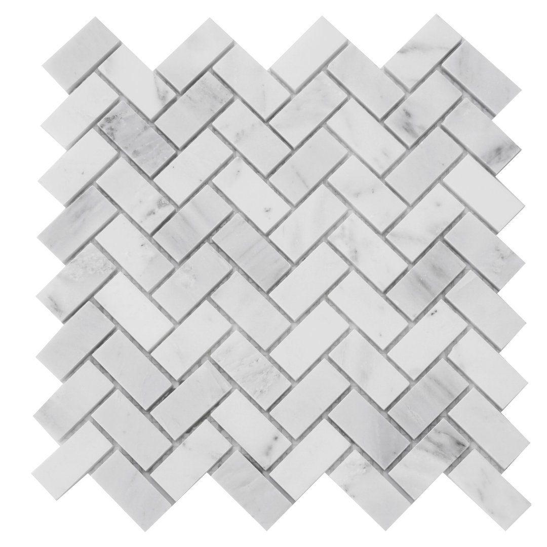 1" x 2" Marble Herringbone Mosaic Wall & Floor Tile Bloom Stone