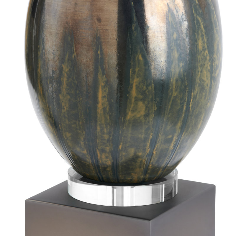 29" Metal Table Lamp With Oat Shade