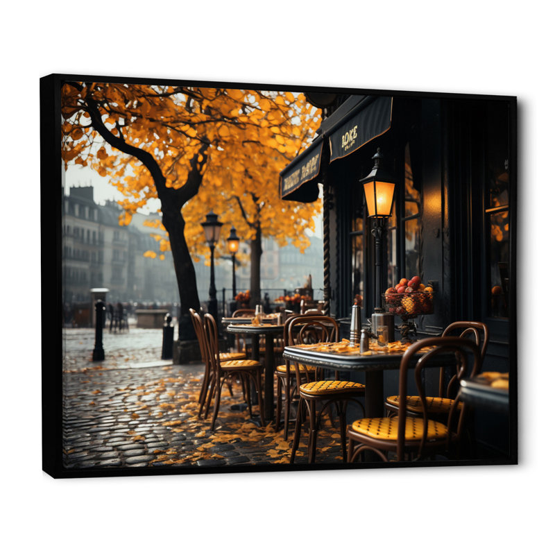 Décoration murale Maricarmen France Parisian Cafe III - France, H 34 po x l 44 po x P 1,5 po, Cadre flottant noir