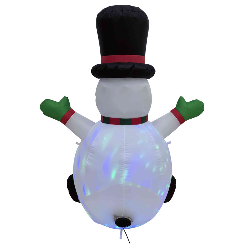 Lighted Inflatable Snowman With Top Hat Outdoor Christmas Decoration - 4'