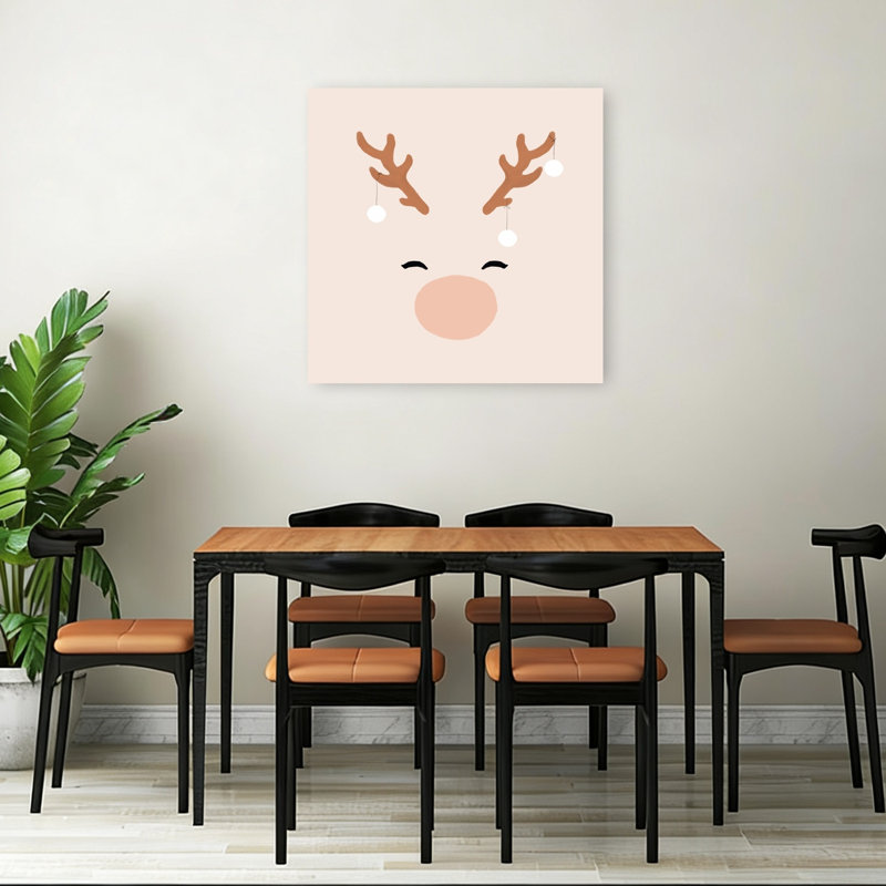 «Happy Reindeer Face Abstract Contemporary Landscape Nature», reproduction d'art murale, 36" H x 36" W