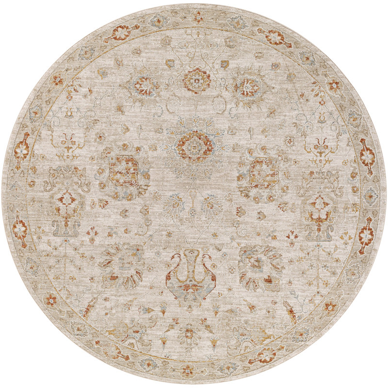 Tapis oriental crème / rouge Conlan, Rond 8 pi