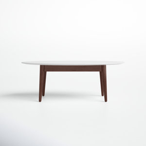 Vienna Coffee Table in Matte White with Dark Walnut Legs