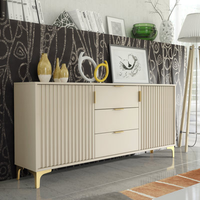 140cm Loft Retro Sideboard - Cabinet With Milled Fronts & Tv Unit Cupboard