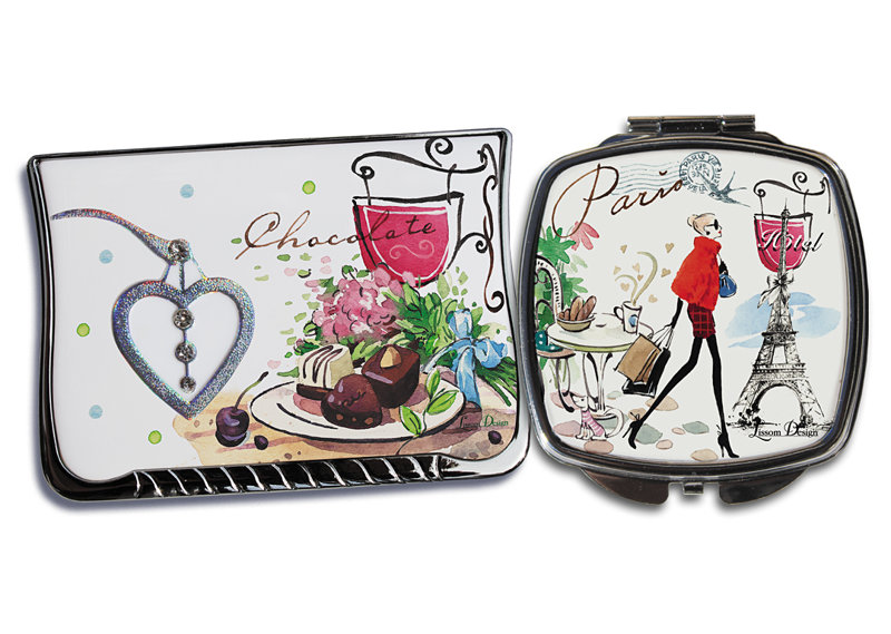 Paris and Chocolate 2 Compact Mirror Set