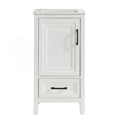 Meuble-lavabo 18 po entièrement assemblé en bois massif avec poignées doubles