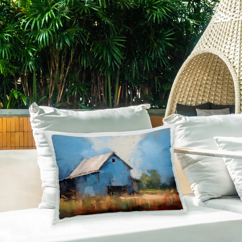 Coussin d'extérieur imprimé Abstract Farm House par Ray Powers