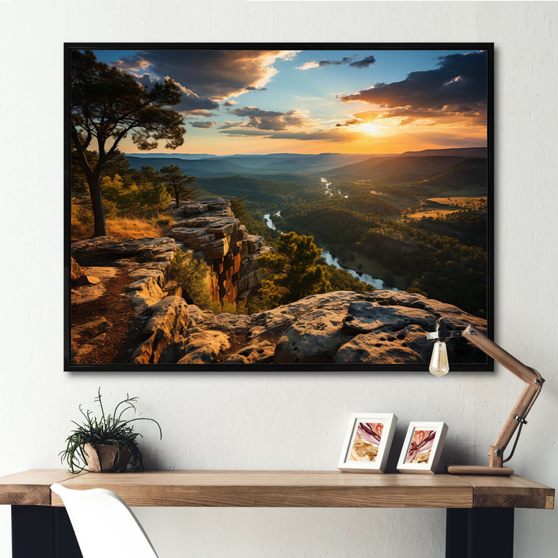 «Virginia Landscape Sunrise», reproduction sur toile, Cadre flottant noir, H 34 po x l 44 po x P 1,5 po