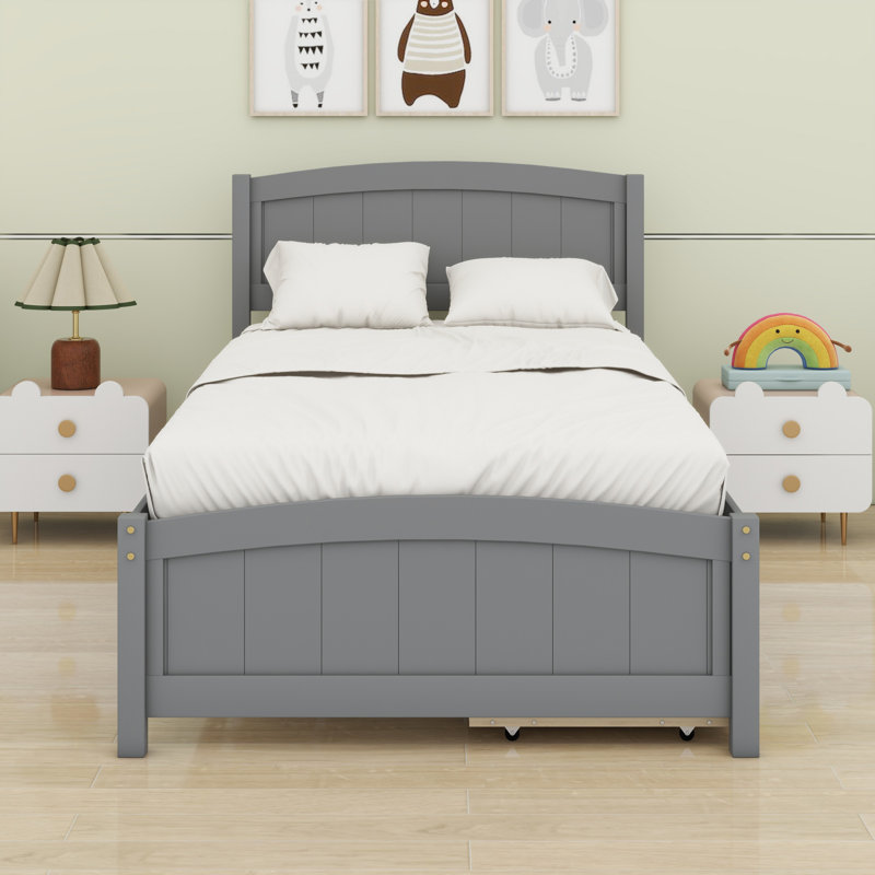 Platform Bed With Drawers, Gray