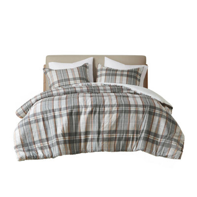 3PCS Full/Queen Plaid Duvet Cover Set