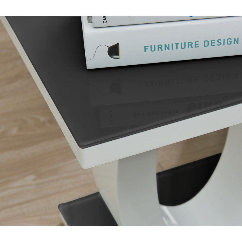Scottsmoor Modern Halo High Gloss Statement Luxury End Table, Black