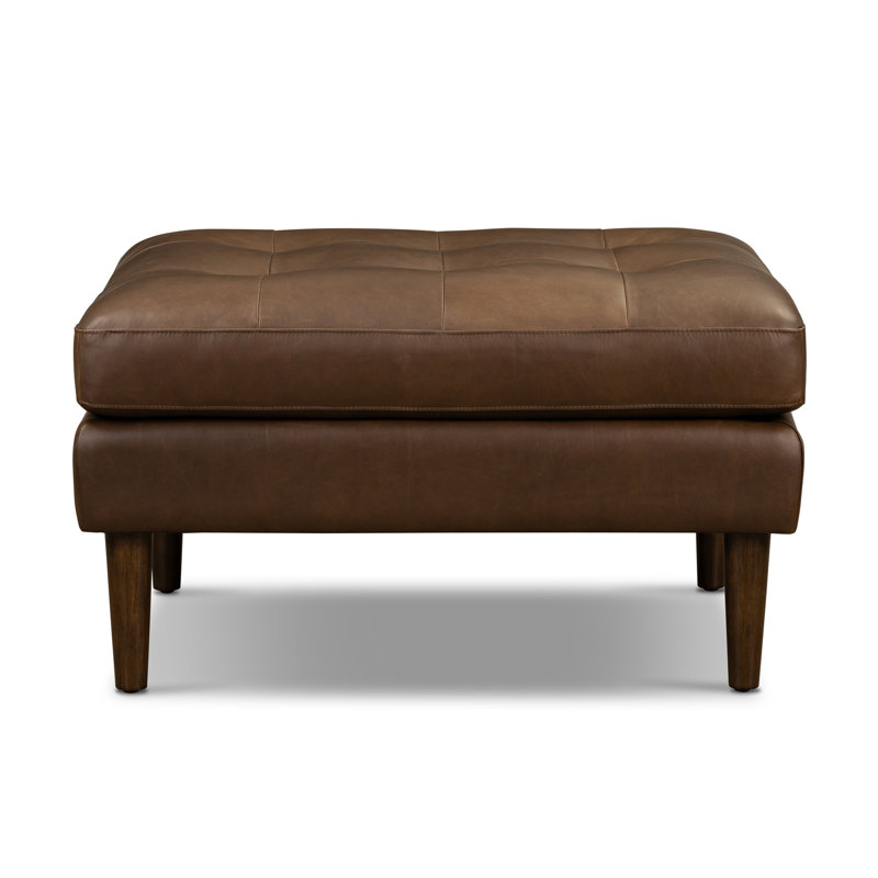 Napa Full Grain Genuine Italian Leather Ottoman, Cocoa Brown
